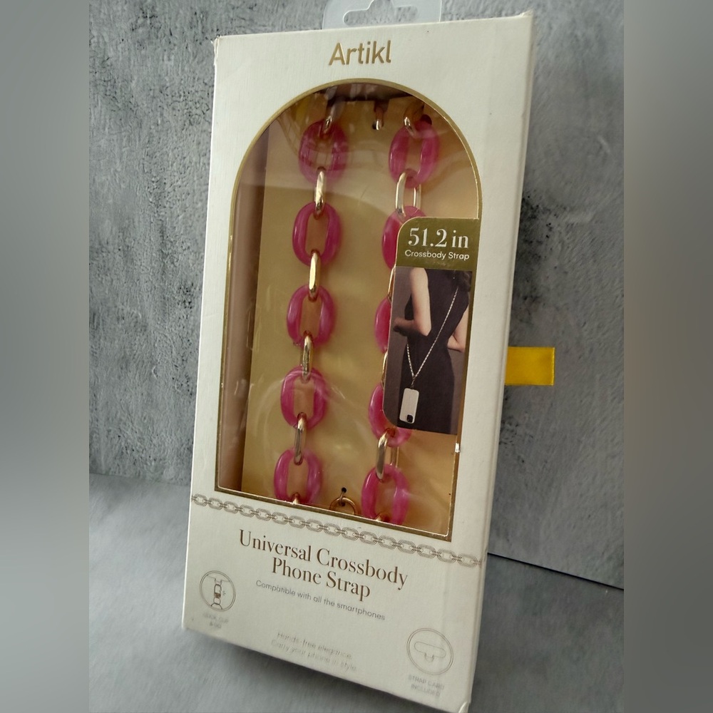 Pink and Gold Phone Strap